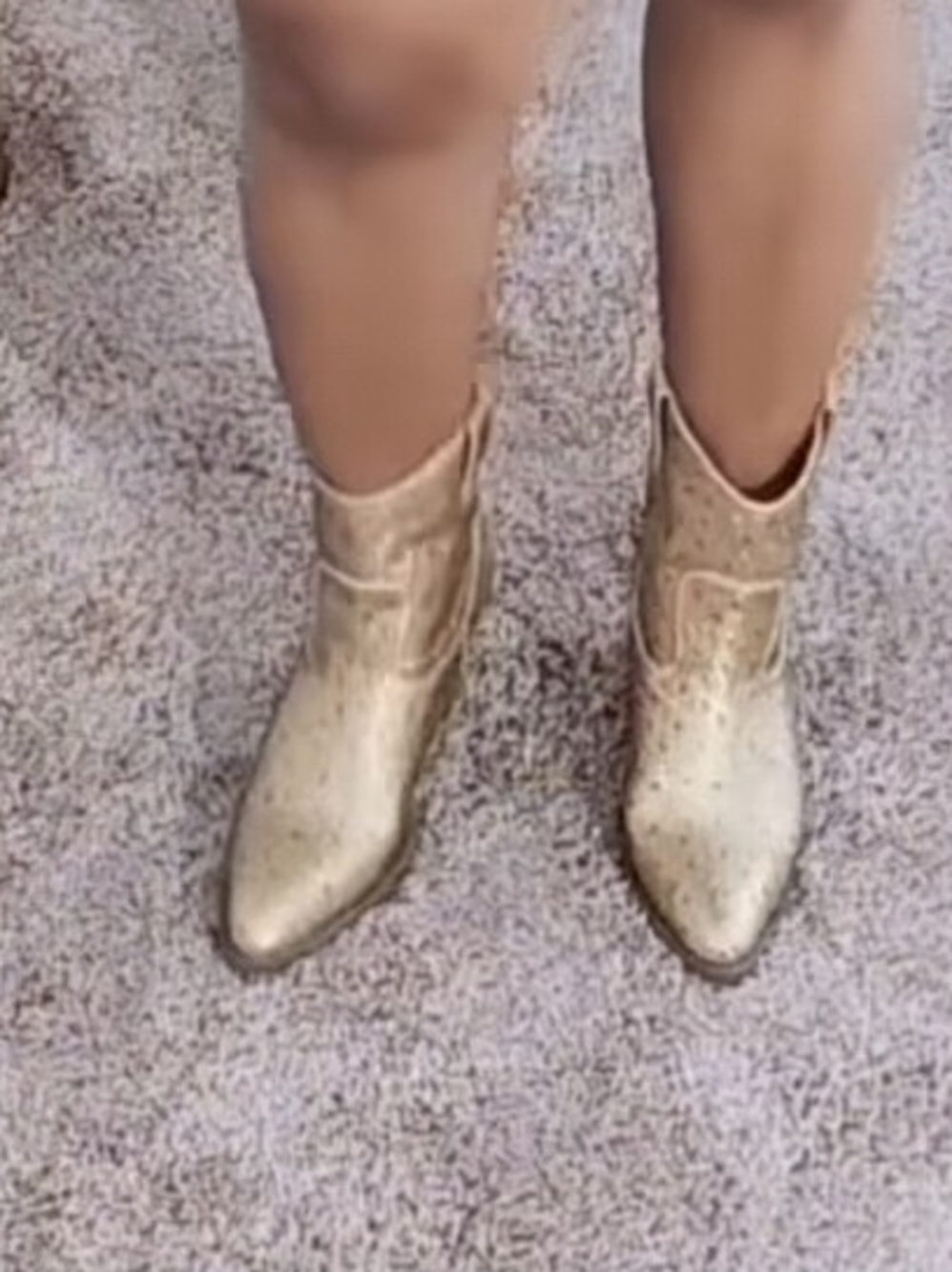 Metallic Gold Western Ankle Boots - Women